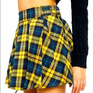 Plaid belted detail pleated skirt NWOT